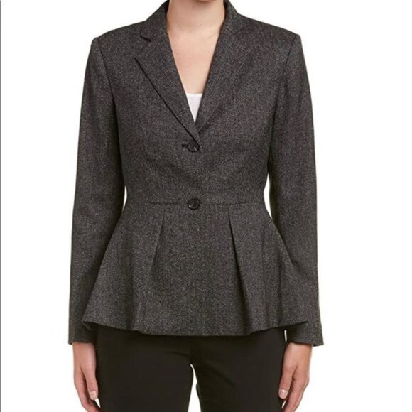 Vince Camuto Womens Tweed Blazer Size 10 Gray Fitted Peplum  RA10057 - Picture 1 of 7